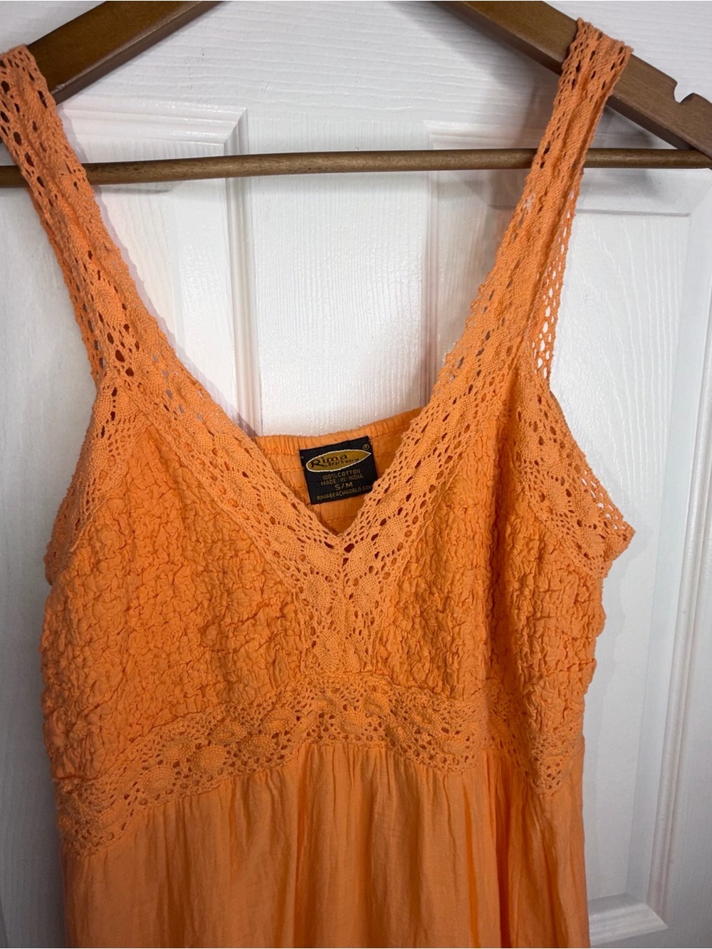 Rima Beachworld Womens S/M Maxi Dress Tiered Eyelet Crochet Orange Small - Picture 13 of 16
